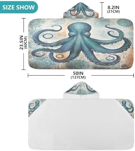 Sleek Stretchy Bath Towel for Kids Ocean Octopus Toddler Beach Use