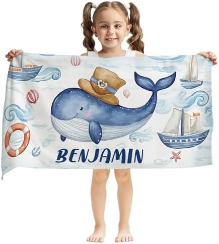 Personalized Beach Towels for Boys with Custom Name