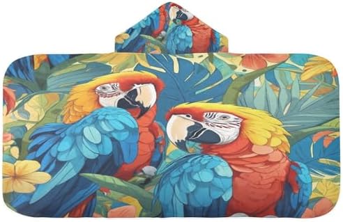 Macaw Pattern Hooded Towel - Soft Lightweight Beach Towel for Kids