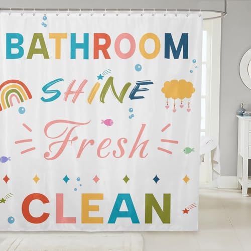 Colorful Rainbow Washable Bath Curtain for Kids