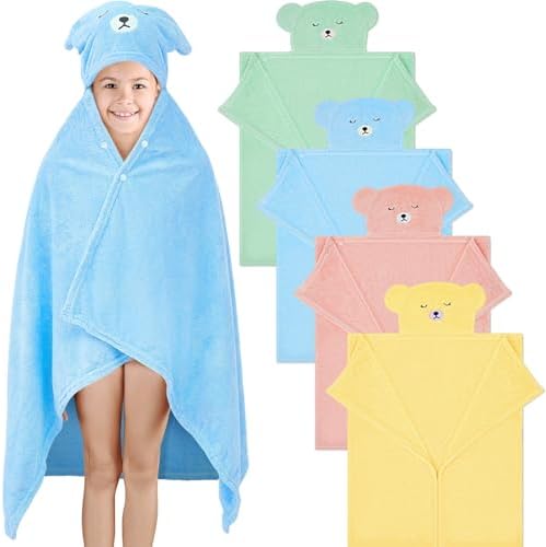 XTinmee Soft Absorbent Bear Ears Hooded Towels for Toddlers 28x47 inch