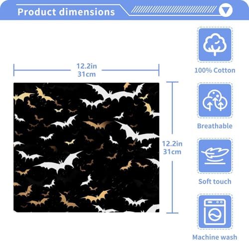 Two-Pack Black Bat Cotton Washcloth Set for Reusable Face Body