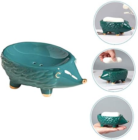 Ceramic Hedgehog Soap Holder for Bathroom Kitchen Decor