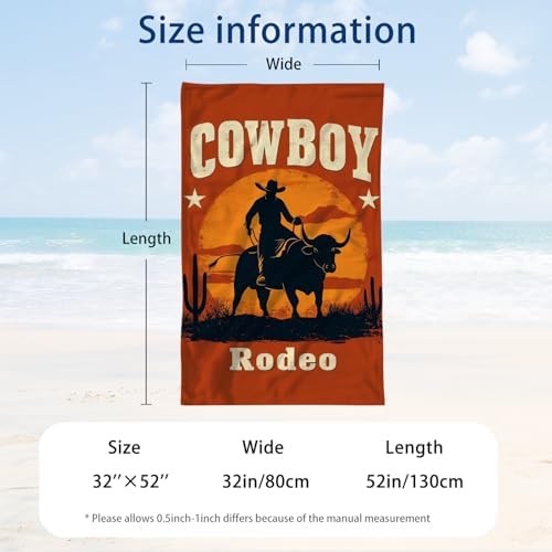 WZOMT Funny Orange Rodeo Cowboy Beach Towel