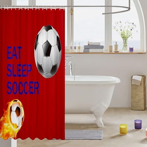 Feelyou Soccer Shower Curtain 72x72 Red