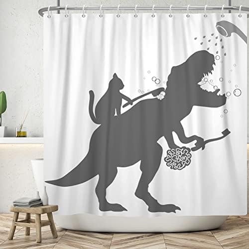 Canessioa Funny Dinosaur Shower Curtain