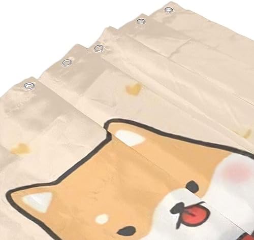 Cute Shiba Cartoon Shower Curtain for Kids Girls Boys