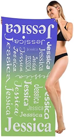XOZOTY Blue Green Personalized Beach Towel