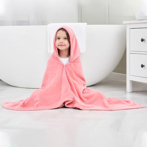 3Pcs Soft Plush Fleece Hooded Towels for Kids - 50x30 inches
