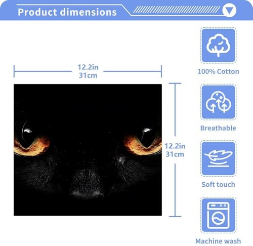 YANENDIE Black Cat Eyes Washcloths Towels 2 Pack