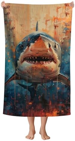 WZOMT Kids Shark Beach Towel Microfiber Lightweight Quick Dry