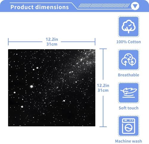 Galaxy Black Washcloth Set 2 x 12x12 Soft Cotton Face Towels