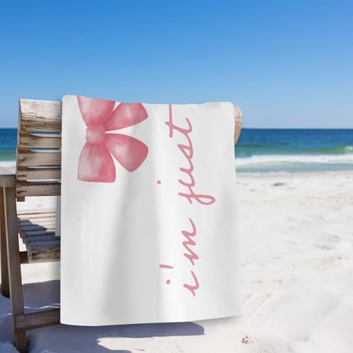 Preppy Pink Coquette Bow Beach Towel Large Perfect for Swimming Hiking