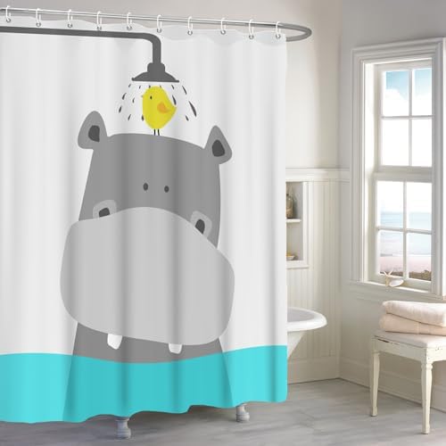Hippo Bathroom Shower Curtain Cute Hippo Design