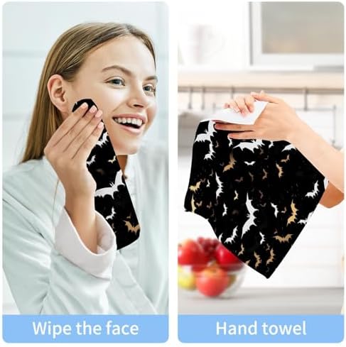 Two-Pack Black Bat Cotton Washcloth Set for Reusable Face Body