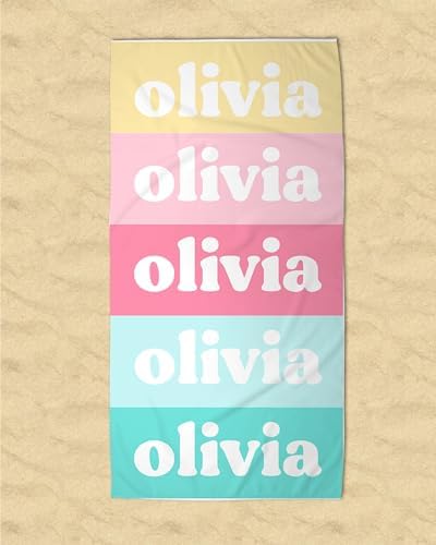 Personalized Rainbow Beach Towel