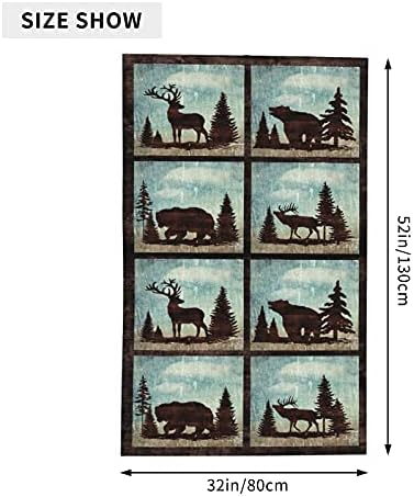 Rustic Elk Bear Silhouette Beach Towel Moderate Thickness
