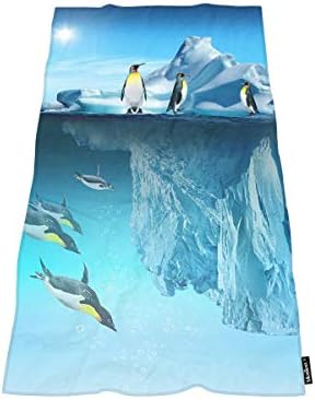 Moslion 3D Penguin Inverted Universe Blue Microfiber Bath Towels