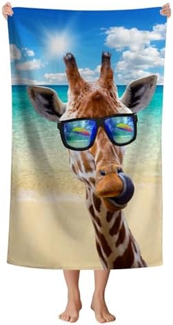 WZOMT Funny Giraffe Beach Towel Lightweight Microfiber Summer essential