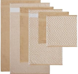 Kathy Ireland 6-Piece Chevron Jacquard Linen Towel Set with LetsDry