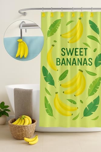 Banana Shower Hooks 12 Pack - Playful Monkey Bathroom Decor 1