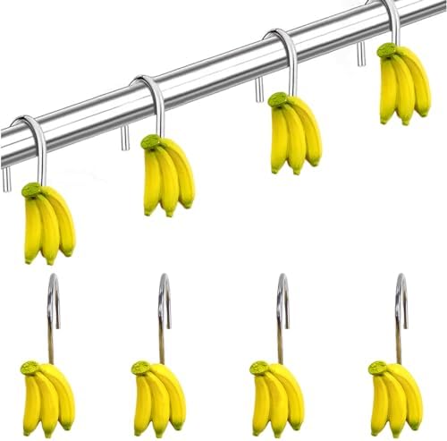 Banana Shower Hooks 12 Pack - Playful Monkey Bathroom Decor 1
