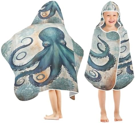Sleek Stretchy Bath Towel for Kids Ocean Octopus Toddler Beach Use
