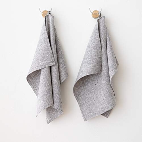 Set of 2 Graphite Linen Tea Towels European Made