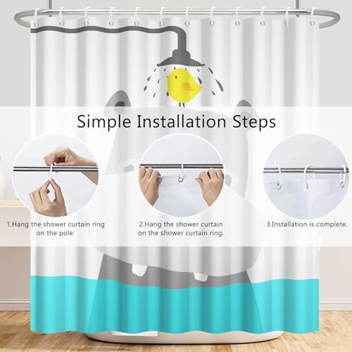 Hippo Bathroom Shower Curtain Cute Hippo Design