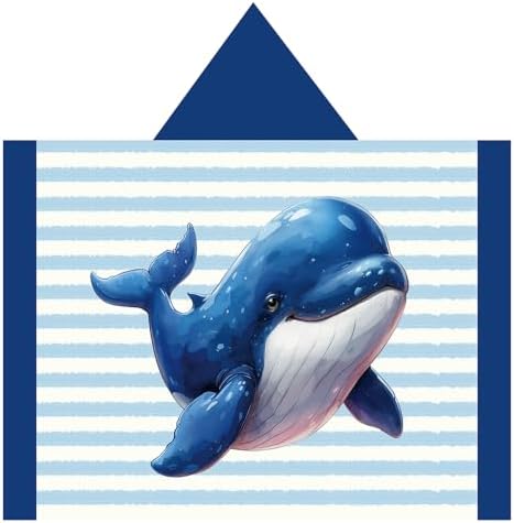 Queenshin Blue Striped Whale Fast-Dry Microfiber Batting Robe