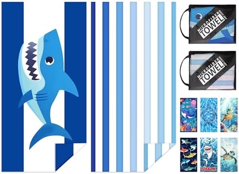 2Pack Kids Beach Towels for Boys Girls 30x60 Microfiber Sand-Free