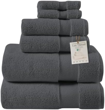 Lux Thread Egyptian Cotton Towel Set 6 Piece Dark Gray