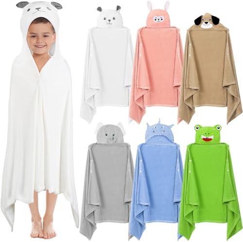 6 Pcs Hooded Bathtowels for Kids Ages 3-10
