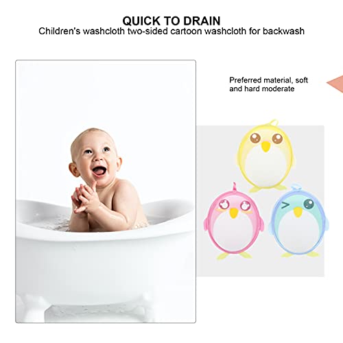 3-Piece Fun Cartoon Bath Scrubbers for Kids Durable Portable