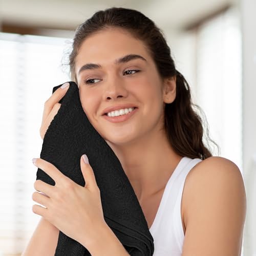 Imperial 6-Pack Black Hand Towels Terry Cotton Eco-Friendly Hypoallergenic