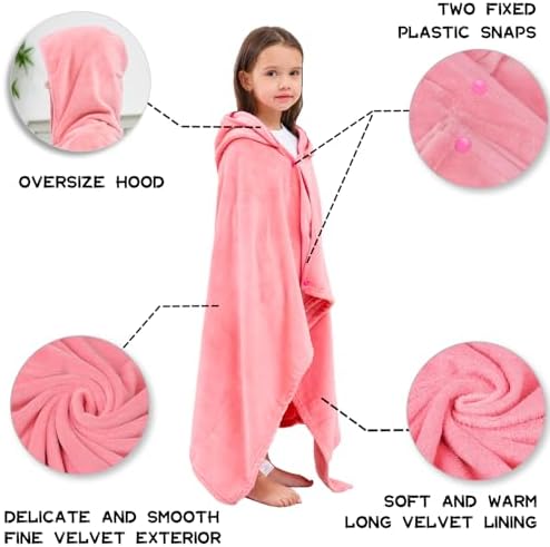 3Pcs Soft Plush Fleece Hooded Towels for Kids - 50x30 inches
