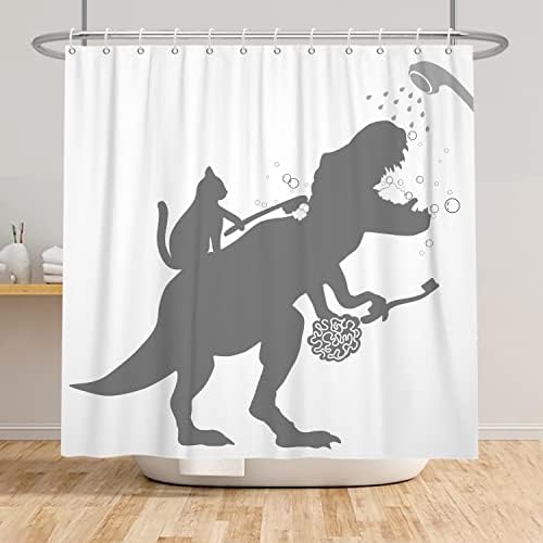 Canessioa Funny Dinosaur Shower Curtain