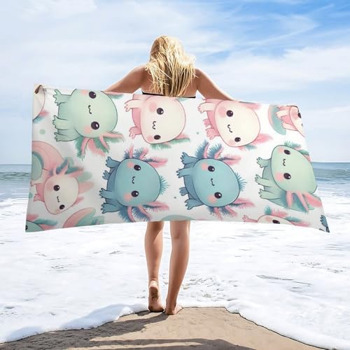 NAWFIVE Cartoon Axolotl Funny Large Beach Towel