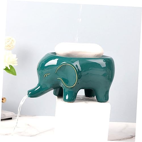 LIFKOME Ceramic Elephant Drainage Soap Box Self-Draining Bath Organizer