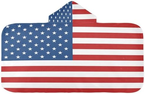 American USA Flag Hooded Beach Towel for Kids