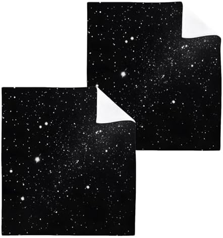 Galaxy Black Washcloth Set 2 x 12x12 Soft Cotton Face Towels