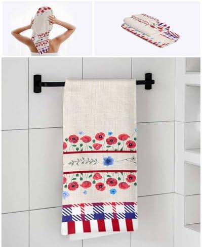 Chees D Zone Red Blue Stripe Plaid Bath Towel Set