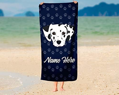 Personalized Dalmatian Face Beach and Bath Towels - Large and Medium