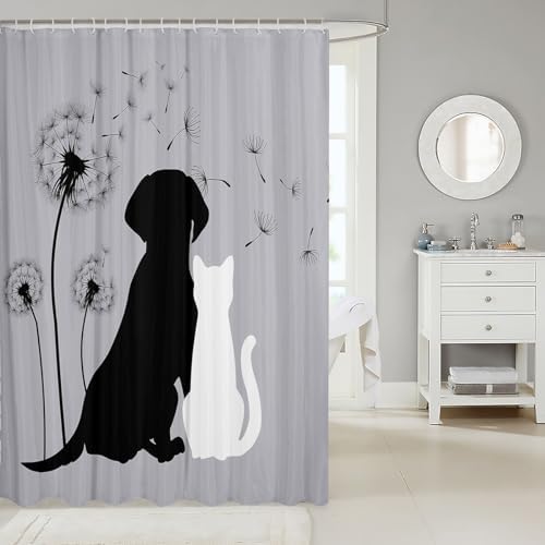 ERosebridal Cat Dog Bathtub Bath Curtain Set Dandelion Design