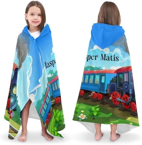 Deven Cartoon Train Personalized Hooded Bath Towel Wrap