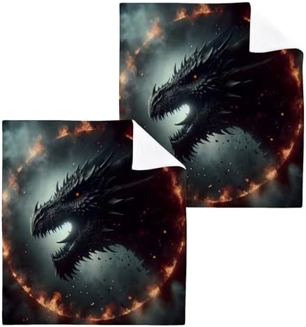 Dragon Dungeon Washcloths 2 Pack Soft Absorbent Face Towels - 12x12 Inches
