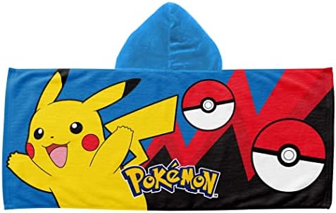 NORTHWEST Pokemon Pikachu Bounce and Bolt Hooded Small Kids Beach Towel