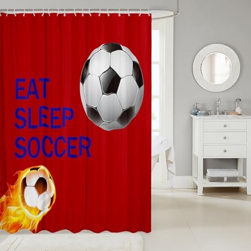 Feelyou Soccer Shower Curtain 72x72 Red