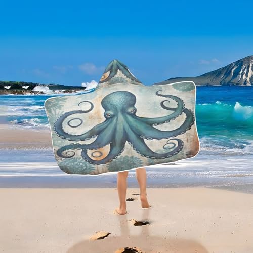 Sleek Stretchy Bath Towel for Kids Ocean Octopus Toddler Beach Use