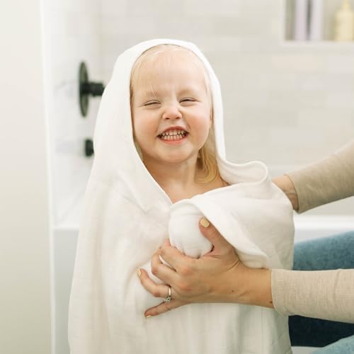 Little Unicorn Hooded Bath Towel for Kids White